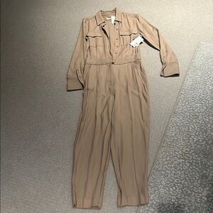 Tan Button-Up Jumpsuit